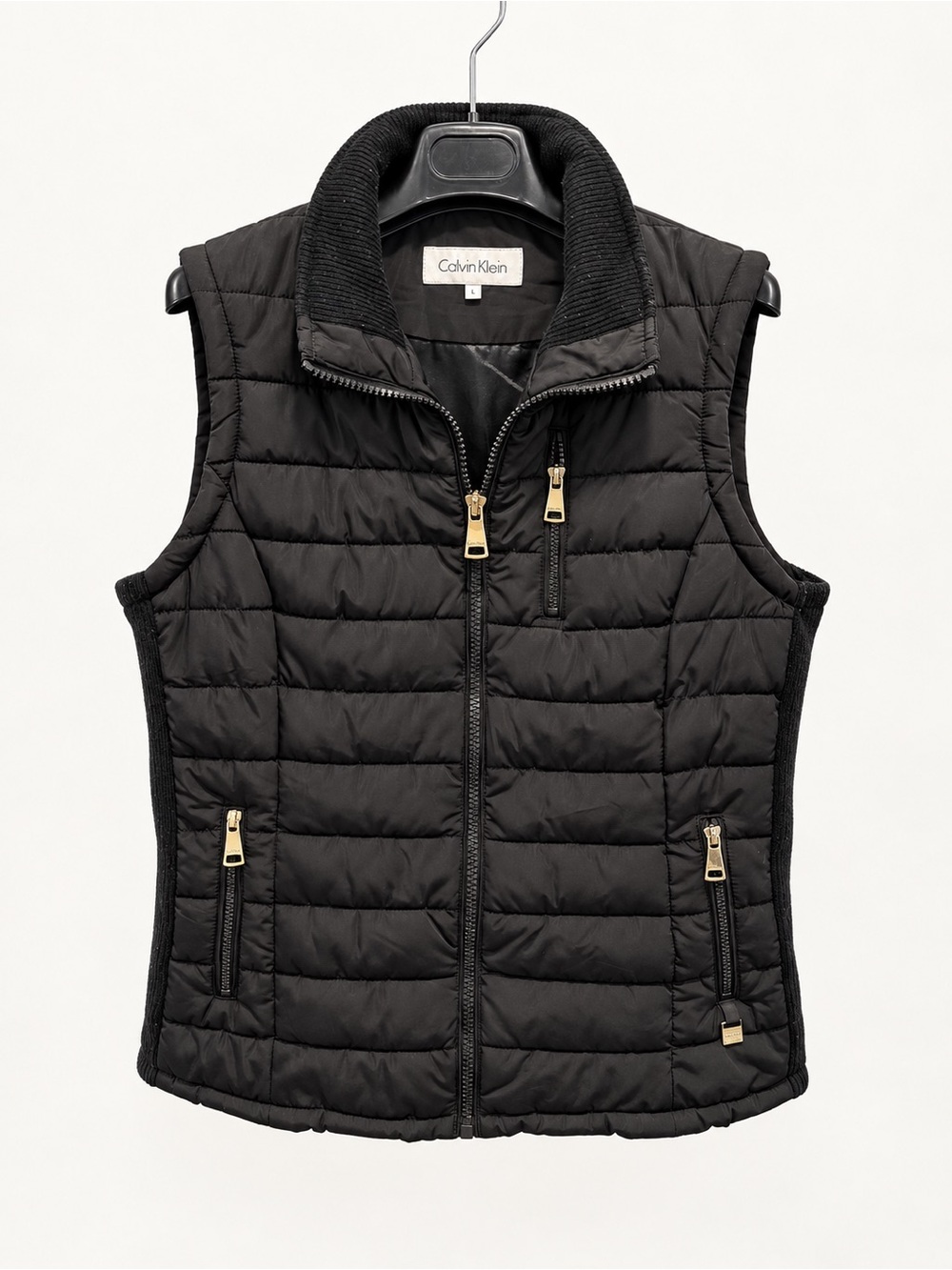 Women’s Calvin Klein Black Quilted Puffer Vest-Size Large